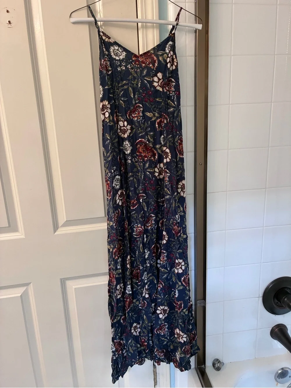 Abercrombie & Fitch Floral Dark Blue Sleeveless Maxi Dress size XS